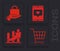 Set Shopping cart, Hand and paper shopping bag, Mobile phone and like with heart and Financial growth and coin icon