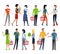 Set of Shopping Characters Vector Illustration.