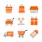 Set of shopping and retail flat vector icons. Shop shopping bag discount label basket gift shipping shopping cart