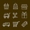 Set of shopping and retail outline vector icons.