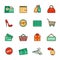 Set of shopping and sale line icons. Flat style