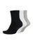 Set of short socks white, grey, black isolated on white background. Three pair of socks in different colors. Sock for sports on in