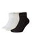 Set of short socks white, grey, black isolated on white background. Three pair of socks in different colors. Sock for sports