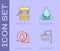 Set Shower, Well with bucket, Water drop and icon. Vector