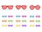 Set shutter glasses. Brindled or latticed sunglasses, summer youth glasses. Shutter shades sun glasses collection