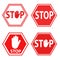 set of sign stop blocking red on white icon, stock vector illustration