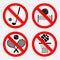 Set of signs prohibiting games