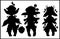 Set silhouette cartoon characters, cute fairytale creatures, kind plump forest elves