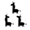 Set of silhouette cartoon giraffes boho. Vector illustration