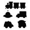 A set of silhouette children\\\'s toys transport, cars