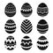 Set of silhouette decorated Easter eggs flat design element