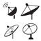 Set of silhouette satellite dish icon