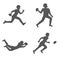 Set of silhouettes of american football players.