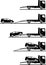 Set of silhouettes auto transporter and car on white background in different positions. Vector illustration.