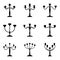Set of silhouettes of candlesticks, vector illustration