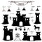 Set of silhouettes of the castle towers