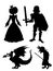 Set of silhouettes with characters from fairy tales