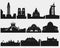 Set of silhouettes city skylines illustration