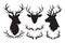 Set of silhouettes of deer and deer antlers, Deer Head icon, Deer antlers black emblems, Vector Illustration