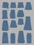 Set of silhouettes of denim skirts