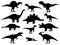 Set silhouettes of dinosaurs