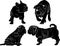 Set of silhouettes of dogs