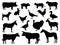 Set of silhouettes of domestic farm animals