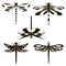 Set of silhouettes of dragonflies