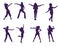Set of silhouettes of eight dancing girls