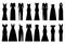 Set of silhouettes of evening dresses, vector illustration