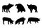 Set of silhouettes of farm pigs vector design
