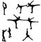 Set of silhouettes of figure skaters in single and pair skating. Winter sport. Vector