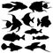 Set of silhouettes of fish. Vector illustration