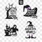 Set of silhouettes Halloween icons with quote for party decoration and cutting sticker