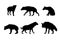 Set of silhouettes of hyenas predator vector design white isolated silhouette vector , isolated vector