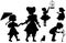 Set of silhouettes kids