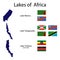 Set of silhouettes of lakes of Africa vector