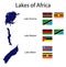 Set of silhouettes of  lakes of Africa vector