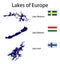 Set of silhouettes of the lakes of Europe vector
