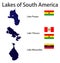 Set of silhouettes lakes of South America vector