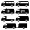 Set of silhouettes of minibuses. Vector illustration.