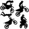 Set silhouettes Motocross rider on a motorcycle