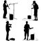 Set silhouettes musicians playing musical instruments. Vector