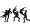 Set of silhouettes Pair figure skating. Athlete on the rink.Flat Vector illustartion. Figure skating. Athletes Winter sport