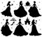 Set of silhouettes of princess