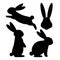 Set silhouettes rabbits