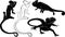 Set of silhouettes of reptiles lizard, chameleon