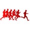 Set silhouettes runners sprint men on a white background