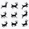 A set of silhouettes of running deer.