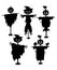 A set of silhouettes of scarecrows. Collection of black silhouettes stuffed with pumpkin head. Set for Halloween. Mystic